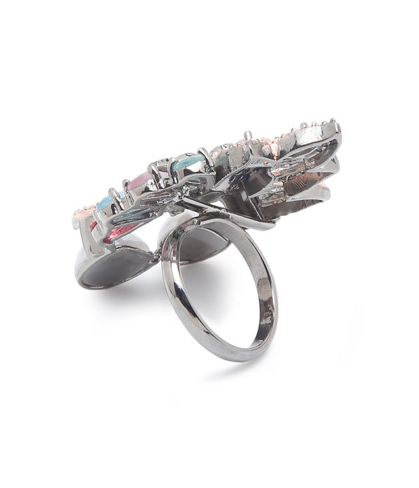 YouBella Jewellery Celebrity Inspired Silver Plated Cocktail Ring for Girls and Women